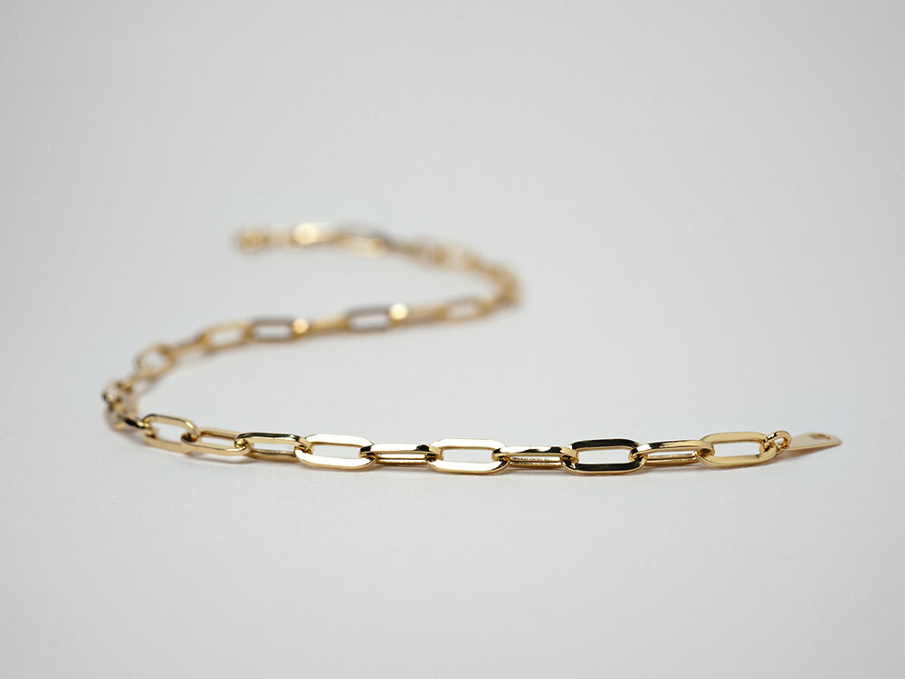 K18 ペーパークリップ チェーン ブレスレット 2.7mm rpu100524の画像