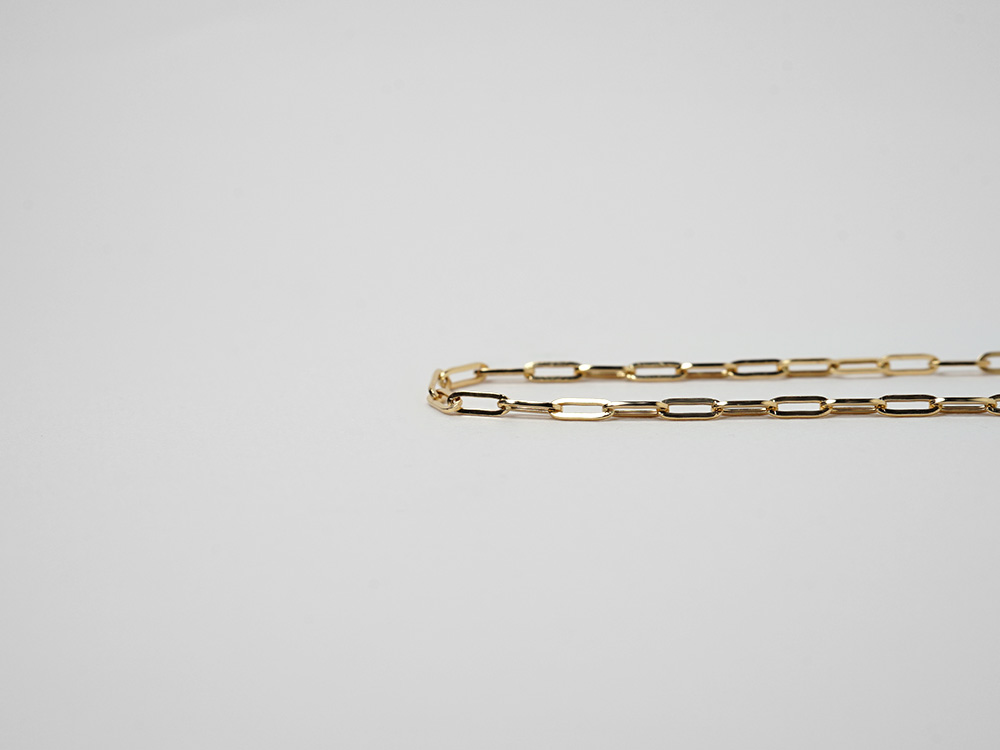 K18 ペーパークリップ チェーン ブレスレット 1.7mm rpu100424の画像