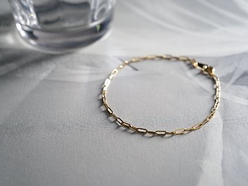 K18 ペーパークリップ チェーン ブレスレット 1.7mm rpu100424の画像
