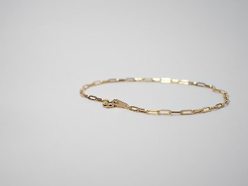 K18 ペーパークリップ チェーン ブレスレット 1.7mm rpu100424の画像
