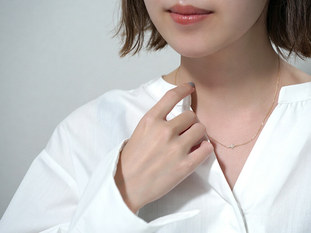 K18 ベイビー クロス ダイヤモンド ネックレス rph69648821の画像