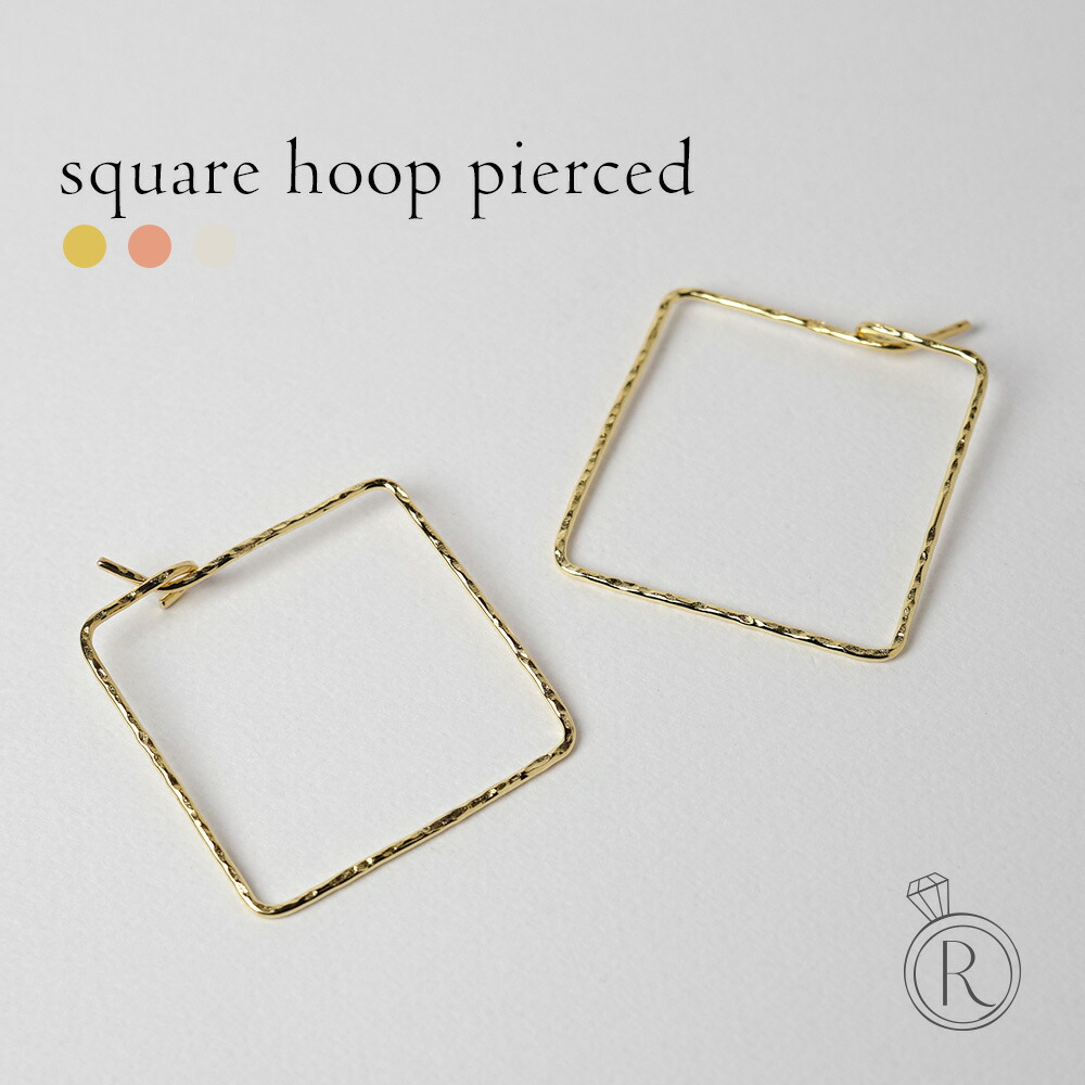 K18 スクエア フープ ピアス rpaub2423の画像