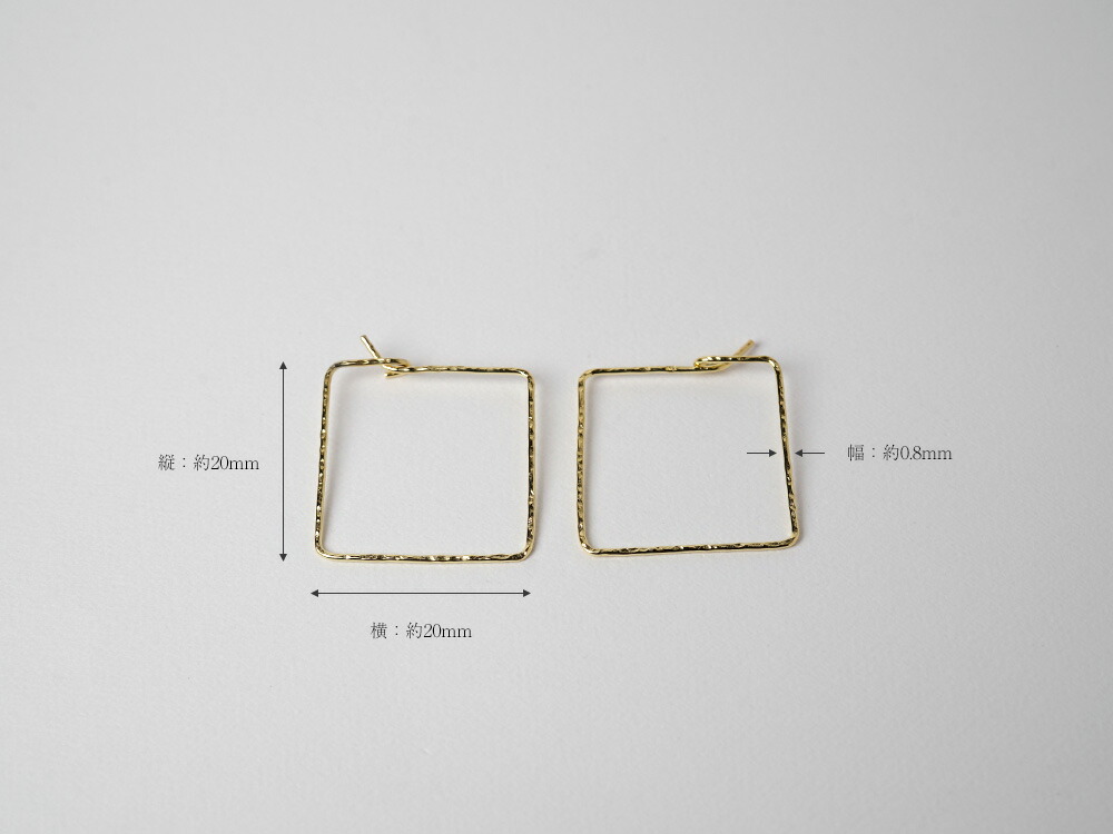 K18 スクエア フープピアス rpaub2423の画像