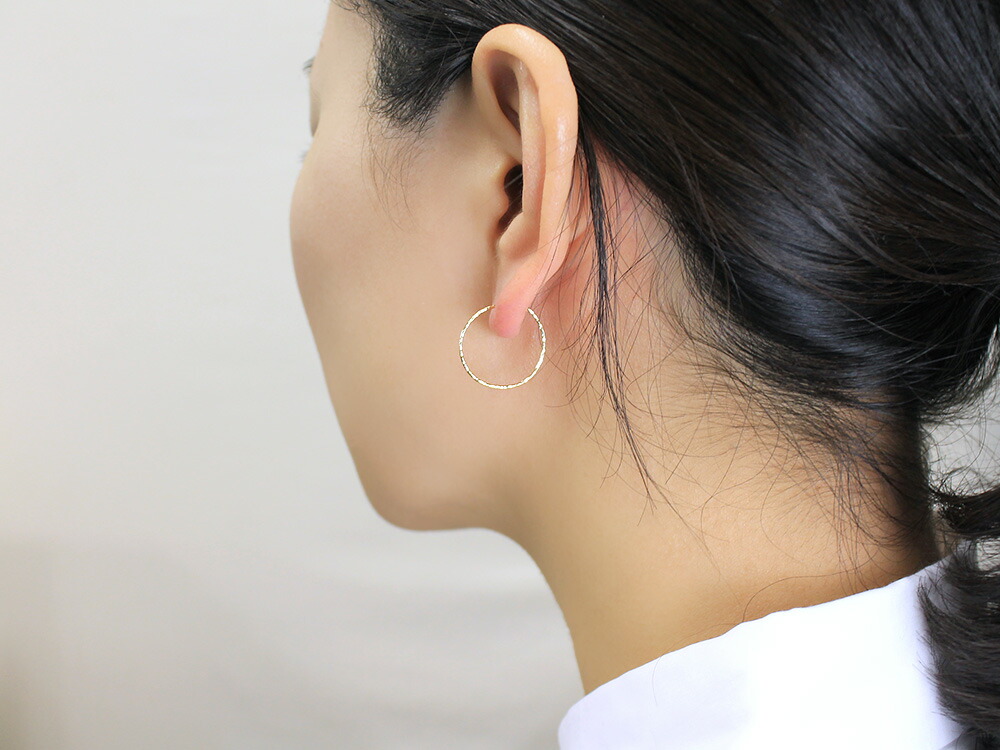 K18 オーブ フープピアス rpaub2323の画像