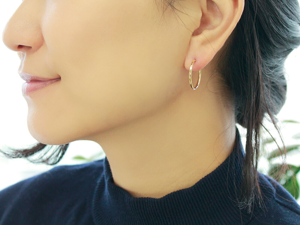 K18 Nejiri フープピアス 20mm rpakr198623の画像
