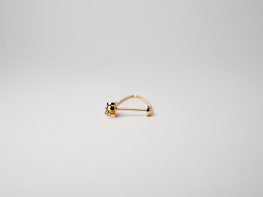 K18 カットボール バックキャッチ チェーンピアス rph43655723の画像