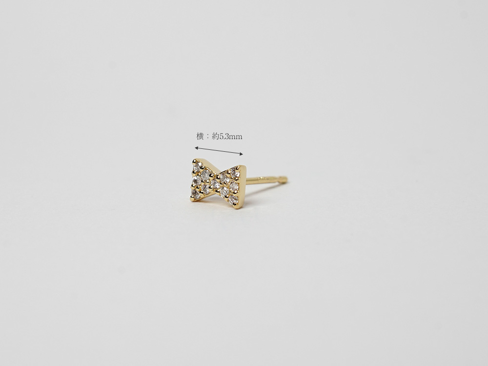 【片耳販売】 K18 リボンタイ ダイヤモンド ピアス rph46187723の画像