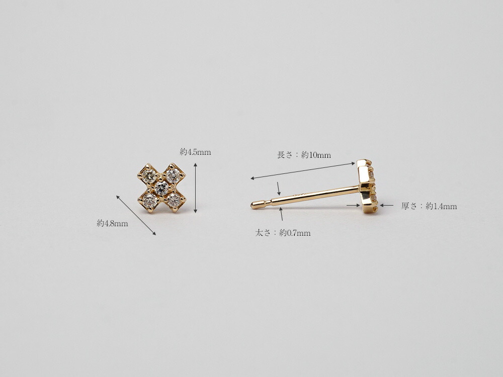 K18 プラスクロス ダイヤモンド ピアス rph48988223の画像