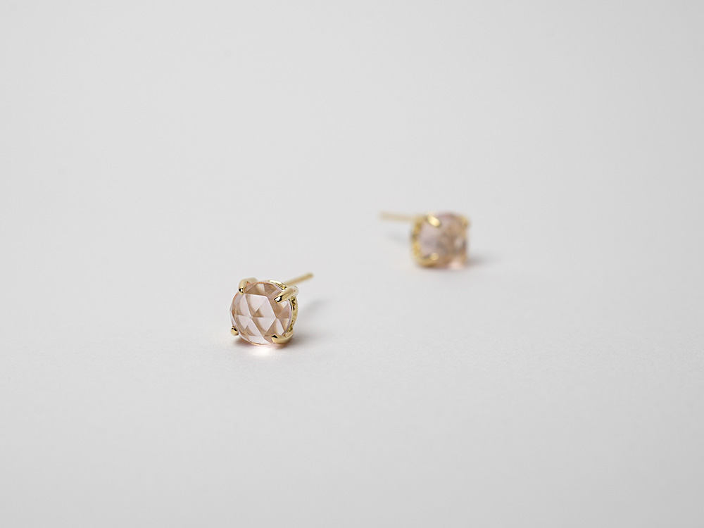 K18 ローズカット ローズ クォーツ ピアス rpacp1789r23の画像