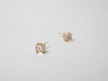 K18 ローズカット ローズ クォーツ ピアス rpacp1789r23の画像