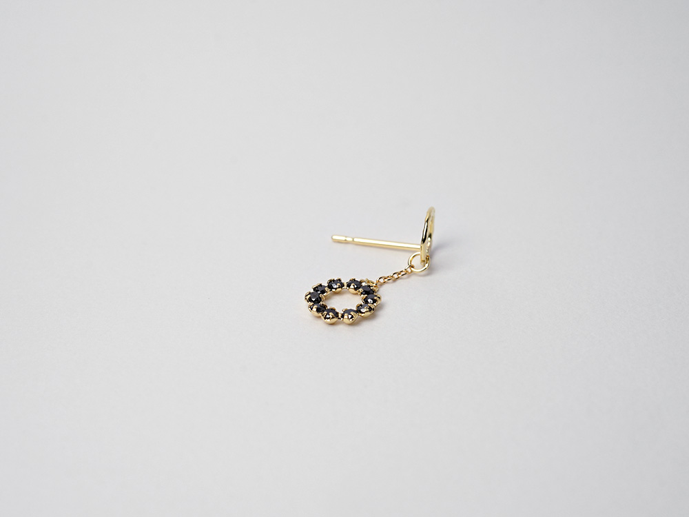 K18 ブラック ダイヤモンド チェーン スタッド ピアス rpa1873823の画像