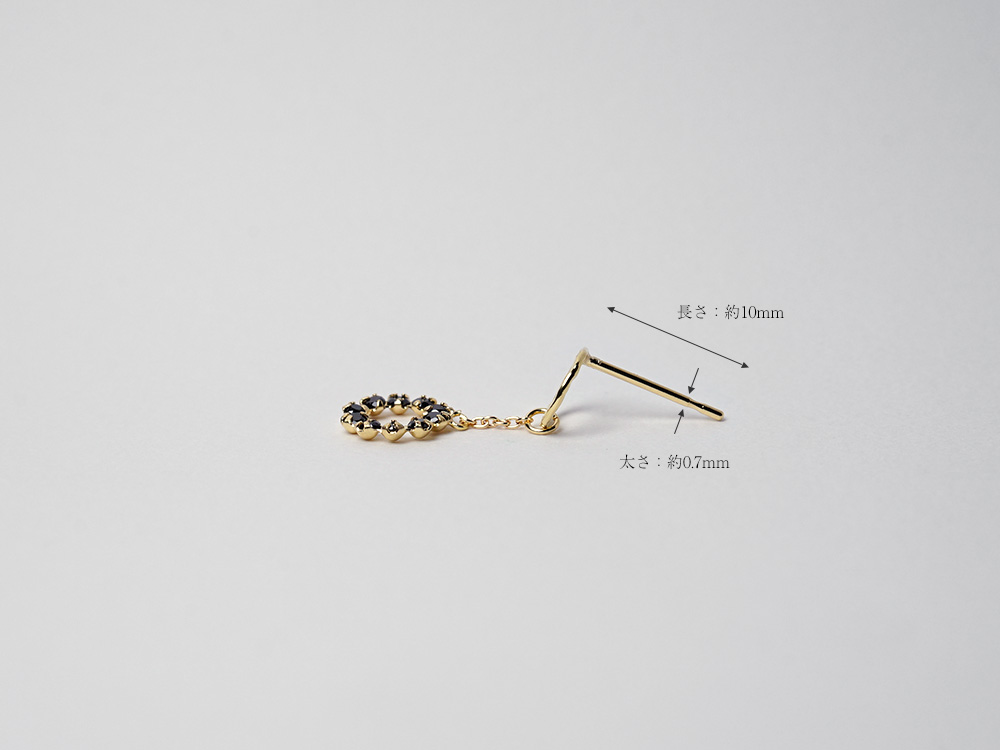 K18 ブラック ダイヤモンド チェーン スタッド ピアス rpa1873823の画像