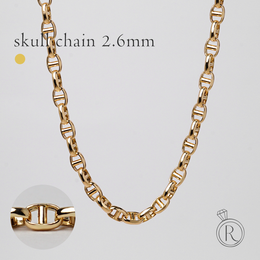 K18 スカル ネックレスチェーン 2.6mm