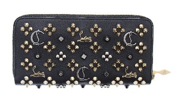 Christian Louboutin パネトーネ マルチスタッズ ラウンドファスナー 長財布 ブラック｜ルヴェル・ルネ