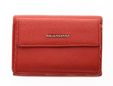 BALENCIAGA　コンパクトウォレット　レザー　赤の画像