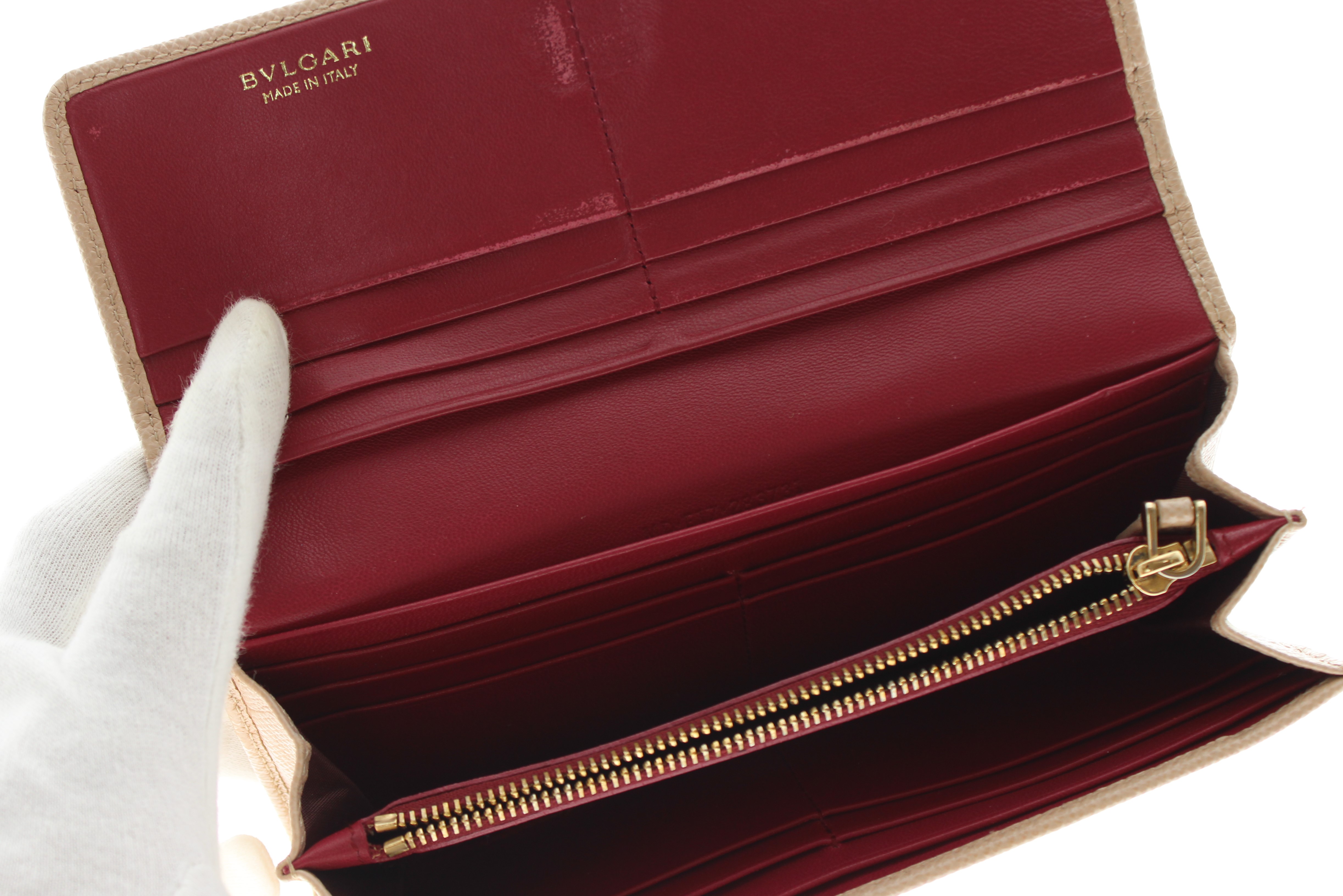 BVLGARI　ジップ長財布ベージュの画像