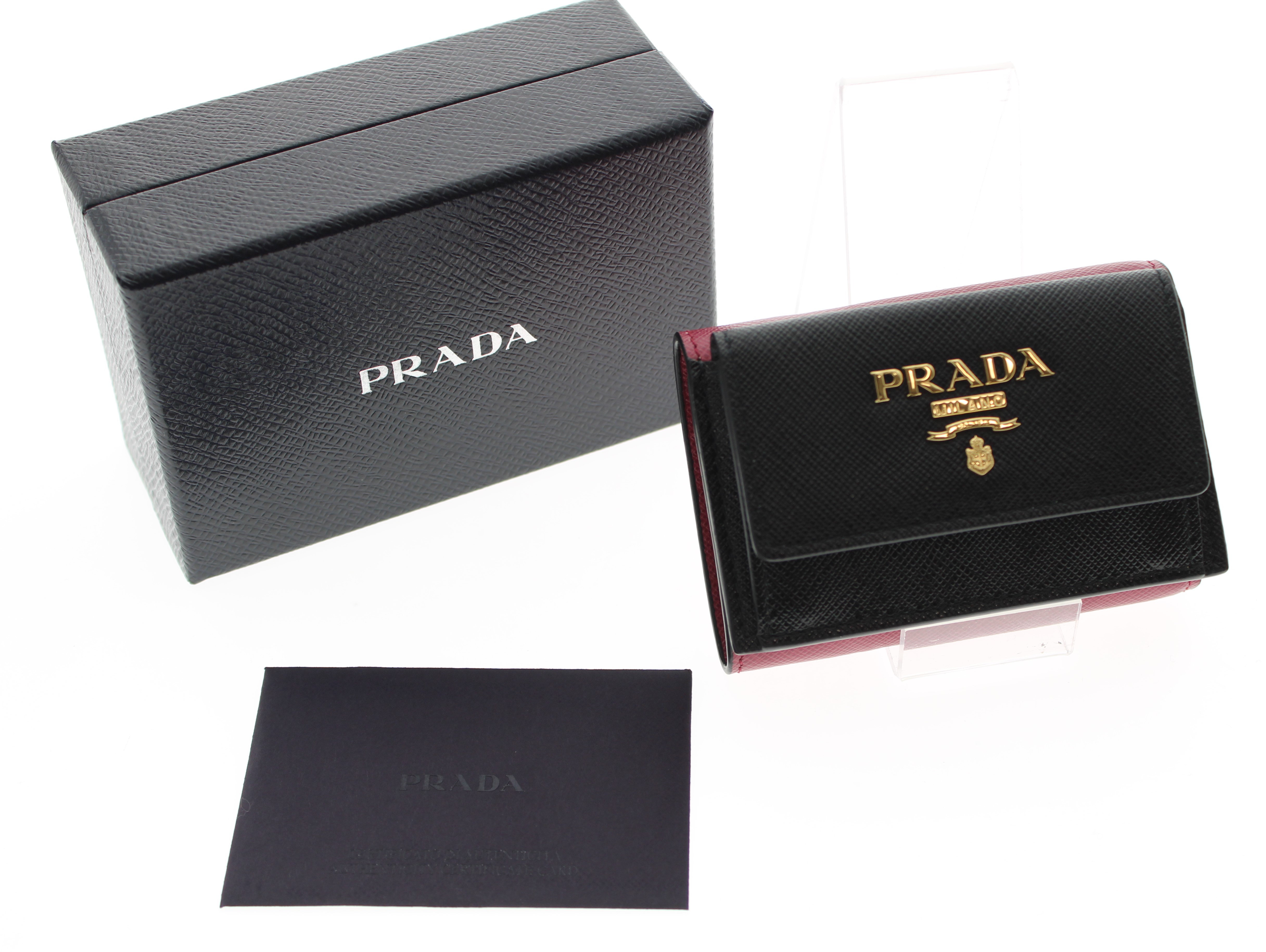 PRADA 二つ折り財布 バイカラー ピンク/ブラック｜ルヴェル・ルネ