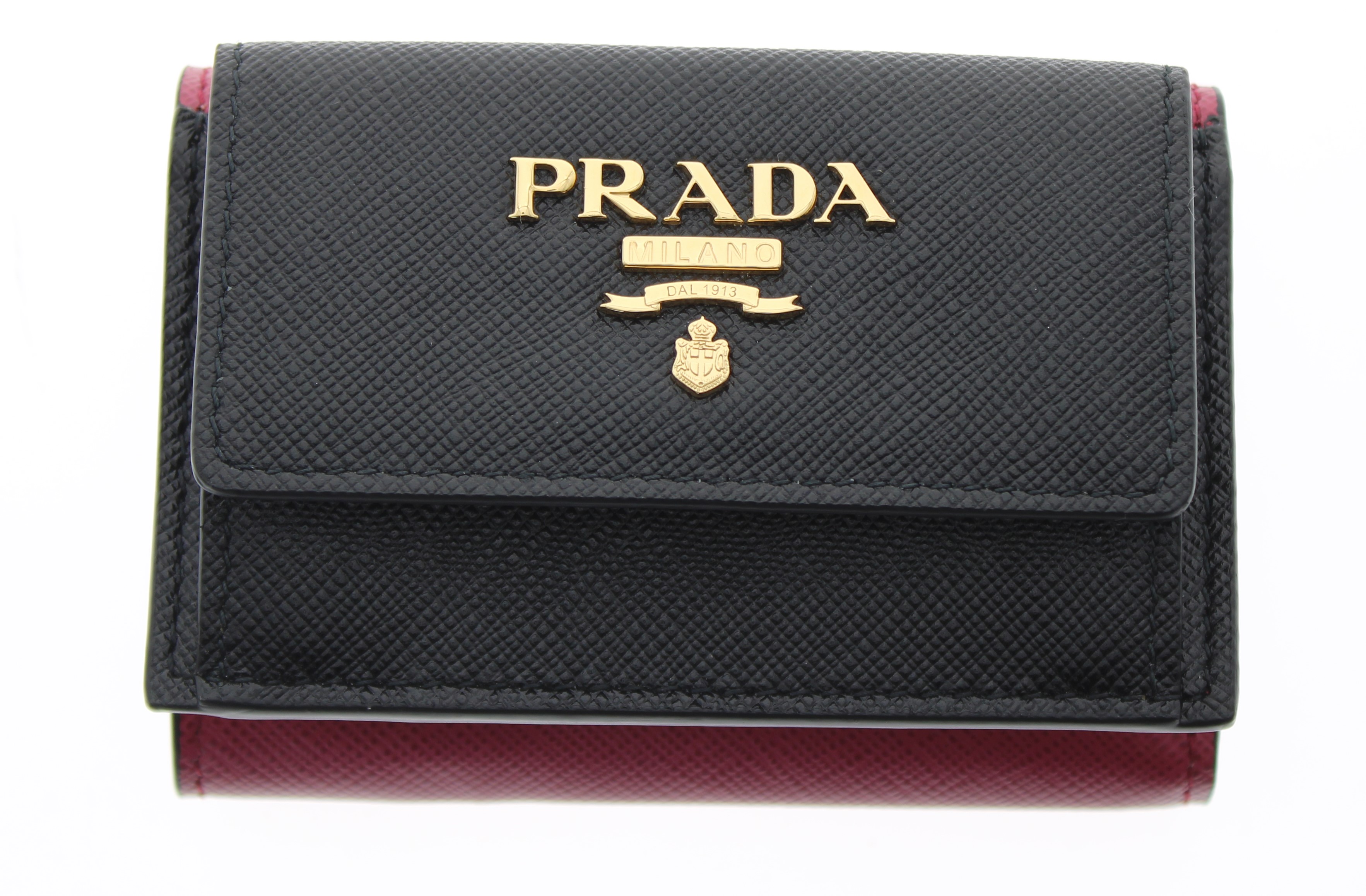 PRADA　二つ折り財布　バイカラー　ピンク/ブラック画像