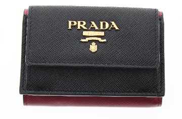 PRADA　二つ折り財布　バイカラー　ピンク/ブラック