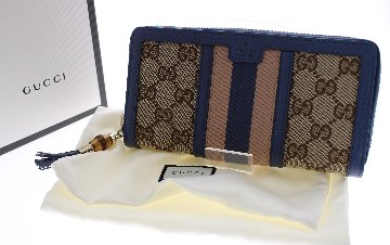 GUCCI グッチ ラウンドジップ長財布 RANIA 353651-F4CKG ベージュ×ブルーマルチ画像