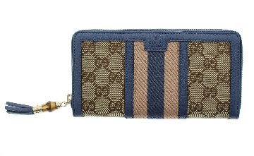 GUCCI グッチ ラウンドジップ長財布 RANIA 353651-F4CKG ベージュ×ブルーマルチ画像