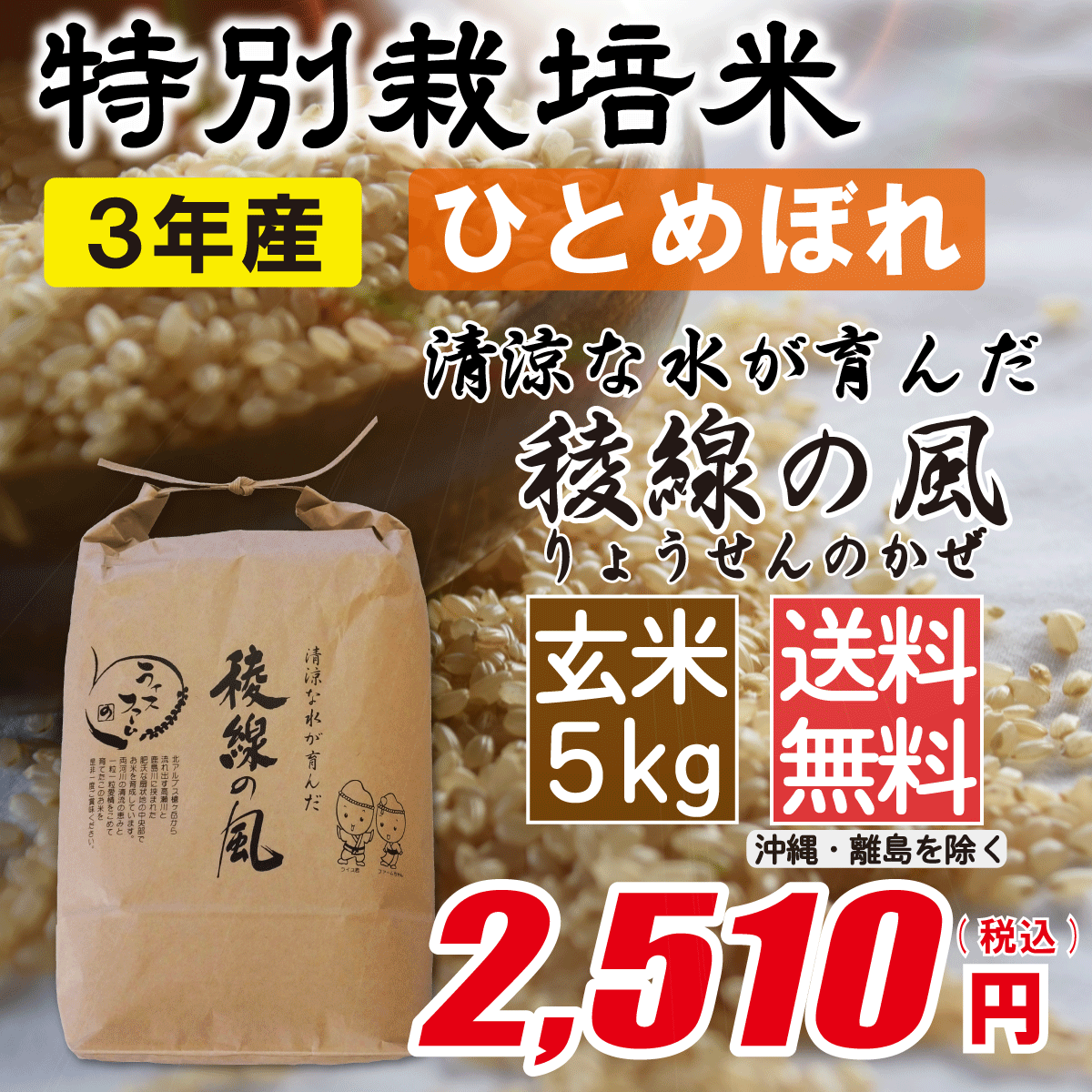 特別栽培米 長野県産ひとめぼれ　玄米5kg画像