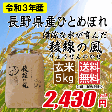 長野県産ひとめぼれ 玄米5kg画像