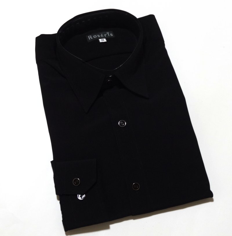 Roseris　シャツカラー レオタードシャツ「長袖」 黒（光沢なし）の画像