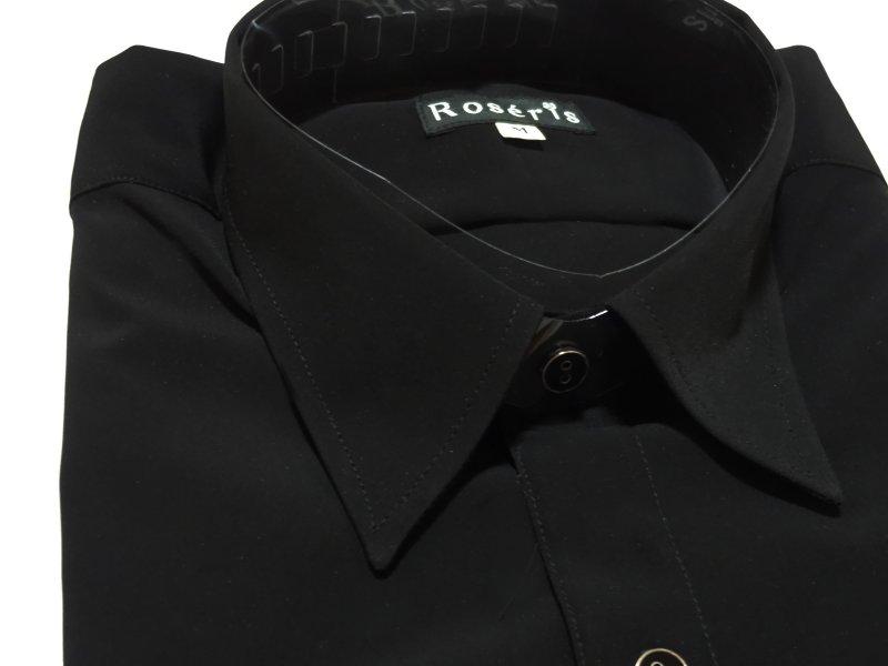 Roseris　シャツカラー レオタードシャツ「長袖」 黒（光沢なし）の画像