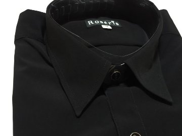 Roseris　シャツカラー レオタードシャツ「長袖」 黒（光沢なし）の画像