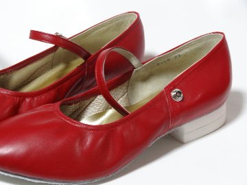 赤・フォークダンスシューズ（OGURA） ベルト付　スタンダード【オーダー品】スクエアダンスにもの画像