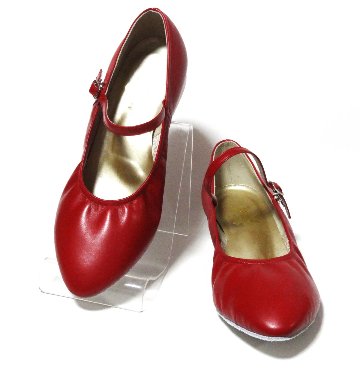 赤・フォークダンスシューズ（OGURA） ベルト付　スタンダード【オーダー品】スクエアダンスにもの画像