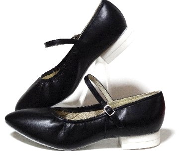 黒・フォークダンスシューズ（OGURA） ベルト付　スタンダード【オーダー品】スクエアダンスにもの画像
