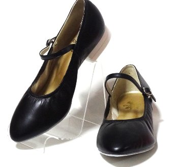黒・フォークダンスシューズ（OGURA） ベルト付　スタンダード【オーダー品】スクエアダンスにもの画像