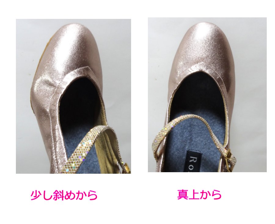 Roseris《カクテル》横1本ベルト付　メタリックピンクベージュ・5.5cmヒール【オーダー品】の画像