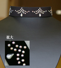 マジックベルトで着脱簡単！ティア・ドロップストーンがお洒落なデザイン・黒チョーカー034ABの画像