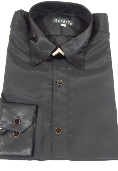 ボタンブローチ（ゴールド・カギ型）シャツの第一ボタンにかぶせるだけで、ドレスシャツに変身！の画像