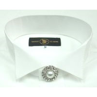 ボタンブローチ（パール調）シャツの第一ボタンにかぶせるだけで、ドレスシャツに変身！の画像