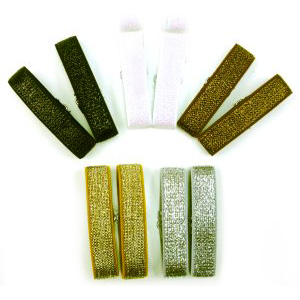 ２０ミリ幅シューズベルト（無地・ラメ）ゴムベルト　《白/ブロンズ》の画像