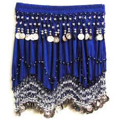 ブルーに銀のコインのヒップスカート（ヒップスカーフ）画像