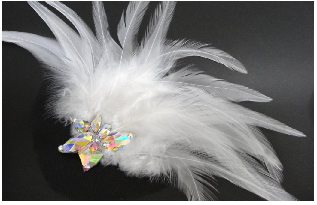 即納可能・羽根がふわっと揺れる、髪飾り・ヘアアクセサリー65（白の羽根）画像