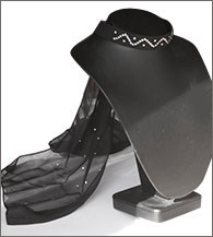 波型のラインストーン模様・スカーフチョーカー（白・赤・黄）04Rの画像