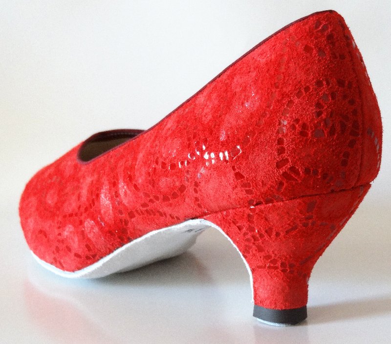 甲がVカットのスタンダードシューズ・模様入りのサターン革（黒・赤・青・銀・ピンク）東京商事　OGURA【オーダー品】の画像