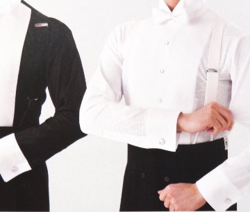 メッシュストレッチ・イカ胸レオタードシャツ（並襟）燕尾服で着る正装シャツ※プラスチックカラー等は別売り画像