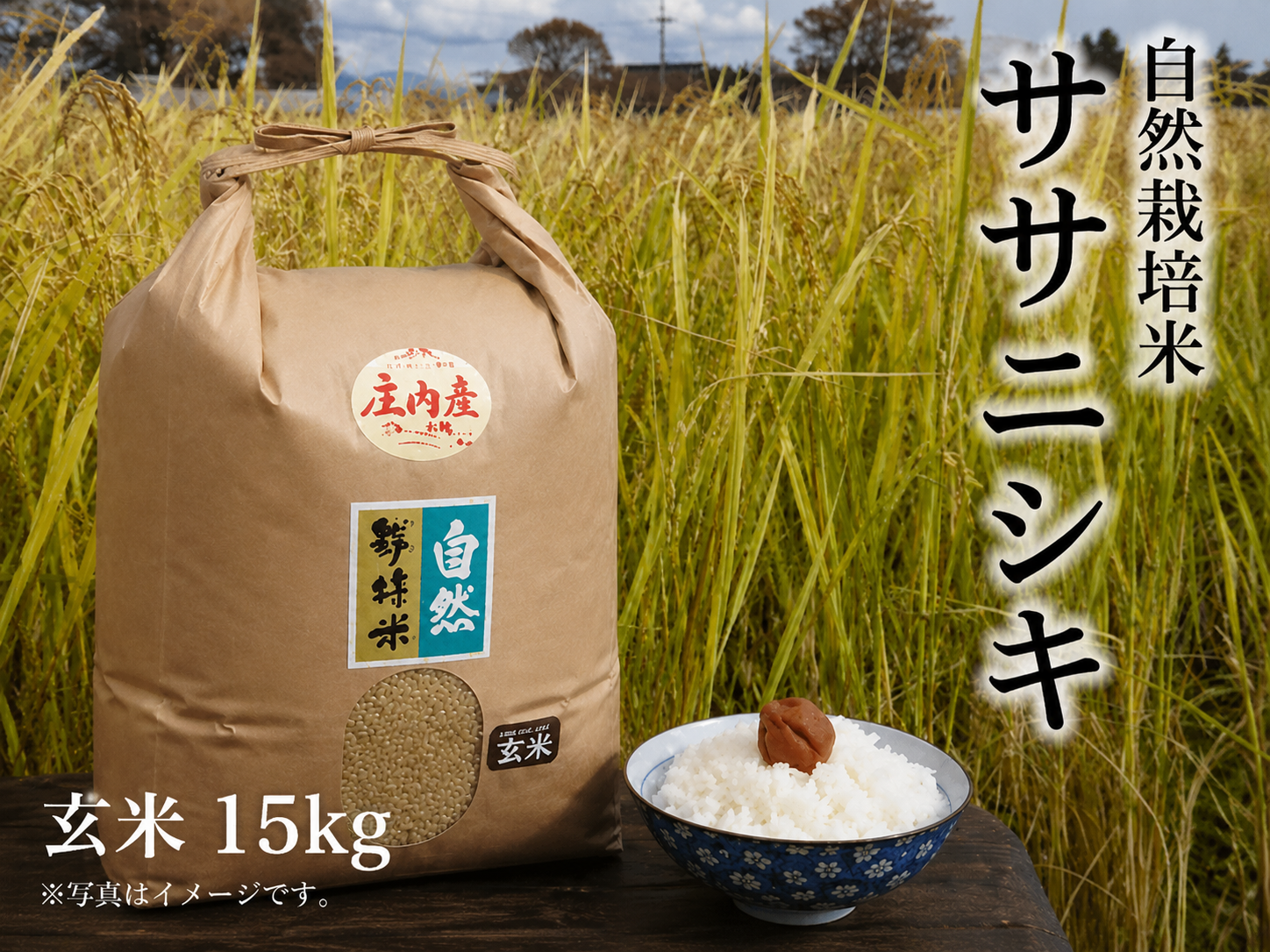 《ササニシキ：玄米》15kg 100サイズの画像