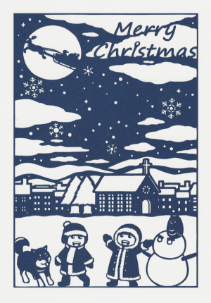 クリスマスカードI（雪の子）画像