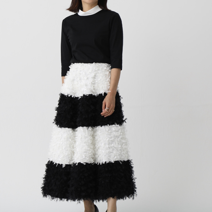 SHE TOKYO シー Eilly フェザー ツィード スカート 36 新品 - スカート