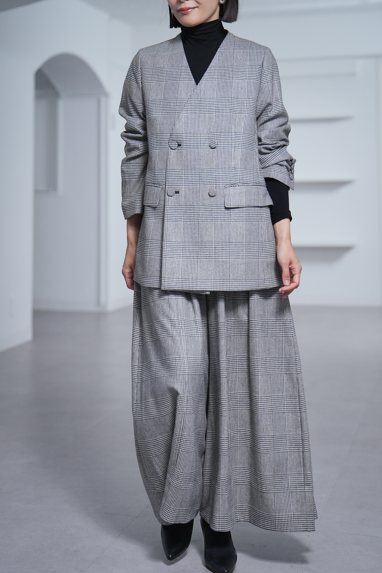 Fred Glen Check　White/Blackの画像