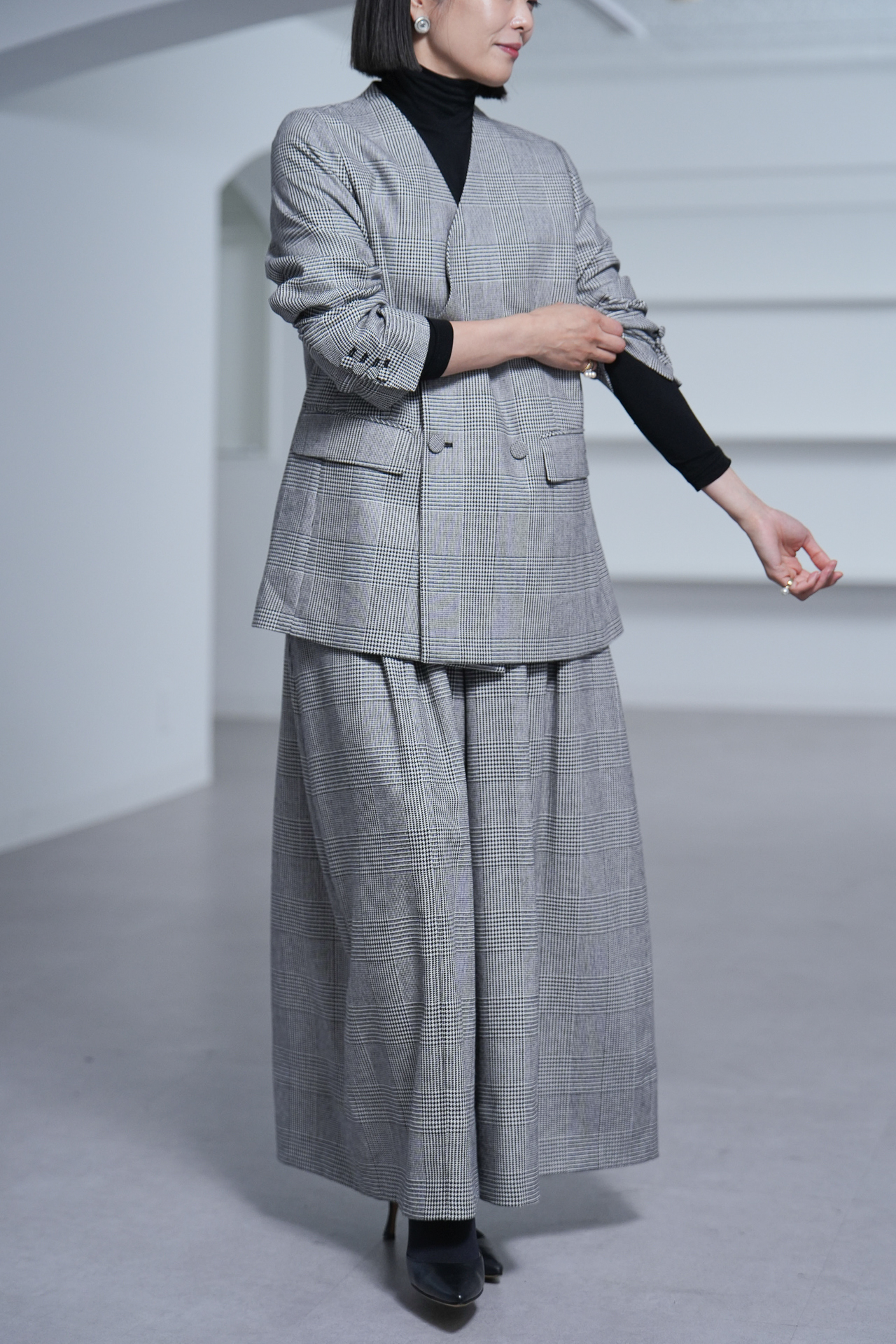 Fred Glen Check　White/Blackの画像