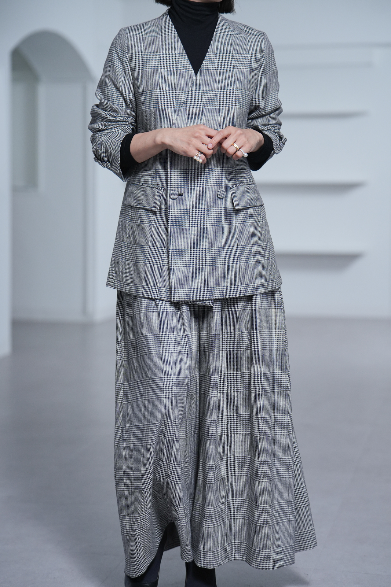 Fred Glen Check　White/Blackの画像